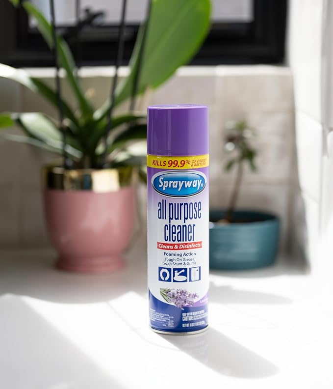 Sprayway All Purpose Cleaner Foaming Spray | Lavender Scent | 19oz | 6 Pack | Disinfectant, Foaming Multi-Surface Cleaner, Cuts Grease & Grime | Kills 99.9% of Germs