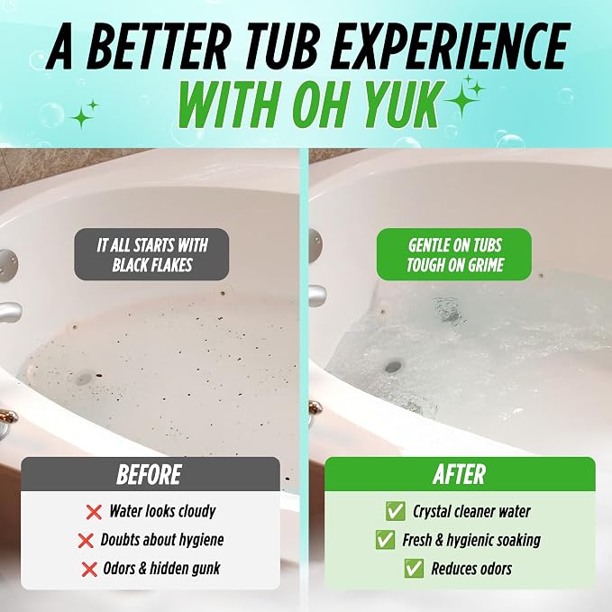 Oh Yuk Jetted Tub Cleaner for Jet Tubs, Bathtubs, Whirlpools, The Most Effective Jetted Tub Cleaner, Septic Safe, 32 Cleanings per Bottle - 1 Gallon