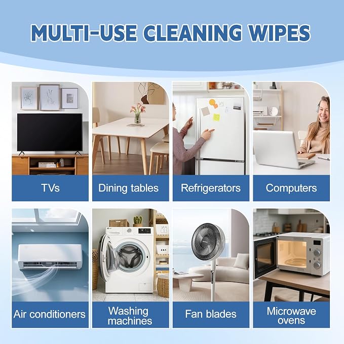 72Pcs Appliance Wipes for Cleaning Washing Machine, Dryer Stainless Steel Refrigerator, Glass Cooktop, Microwave, Dishwasher, Counter, Tile