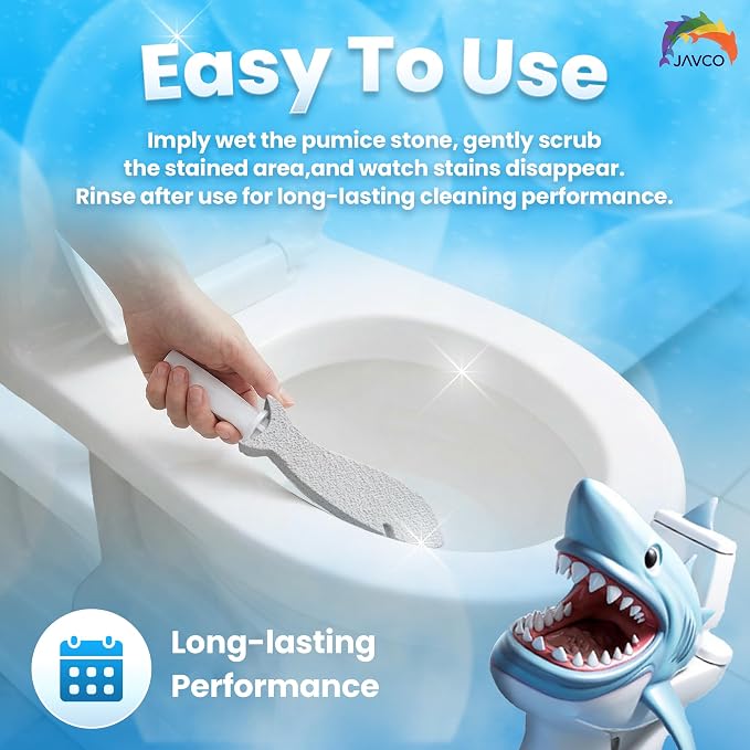 Pumice Stone for Cleaning with Handle (4 Pack) – Scrubbing Stone for Porcelain, Ceramic and Tile, Pumiceshark for Toilet Cleaning (4, Value Pack)