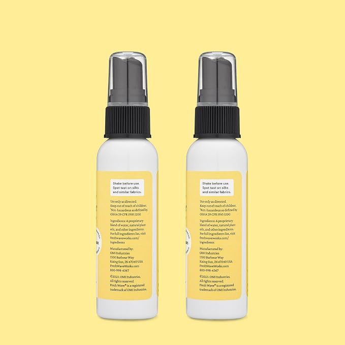 Fresh Wave Odor Eliminator Room Spray, 2 oz Travel Size, 2-Pack, Lemon | Plant oil formula with lime, pine needle, and cedarwood, Neutralizes air and fabric odors, Non-hazardous, Pet-safe