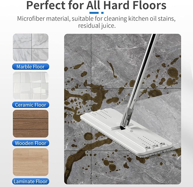 10 Pack Mop Replacement Pads for Joymoop, 13 x 4.9 in Refills | Washable, reusable microfiber pads fit most 11-13-inch flat mops and deliver strong absorption for wet or dry floor cleaning