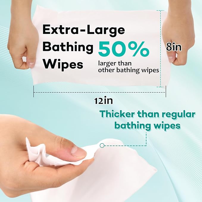 XL Ultra Thick Body Wipes for Adults - 240 Count Extra Large Disposable Cloth Wet Cleansing No Rinse Bathing Washcloths, Waterless Shower，Bath Wipe for Women, Men & Elderly