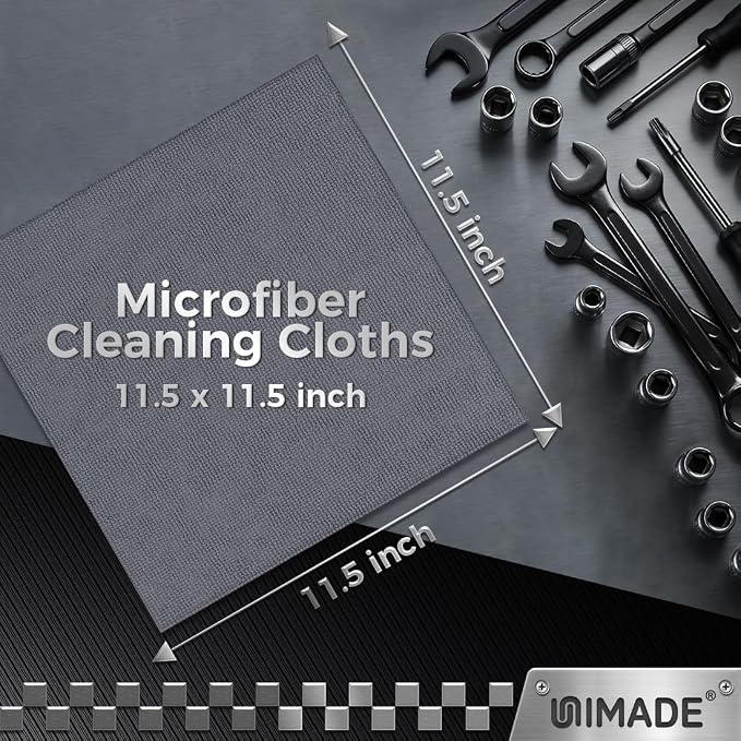UNIMADE Microfiber Cleaning Cloth, 400 Pack Microfiber Towels for Cars Commercial Grade Work Rags Bulk Detailing Cloth for Automotive Bar Mechanic Restaurant Garage Housekeeping, 11.5"x 11.5", Grey