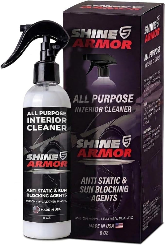 SHINE ARMOR Car Interior Cleaner & Protectant - Interior Detailer Spray with UV Defense, Streak-Free Car Cleaning Spray for Dashboard, Leather, Vinyl, Plastic & Rubber - Trucks, SUVs & RVs - 8 fl oz