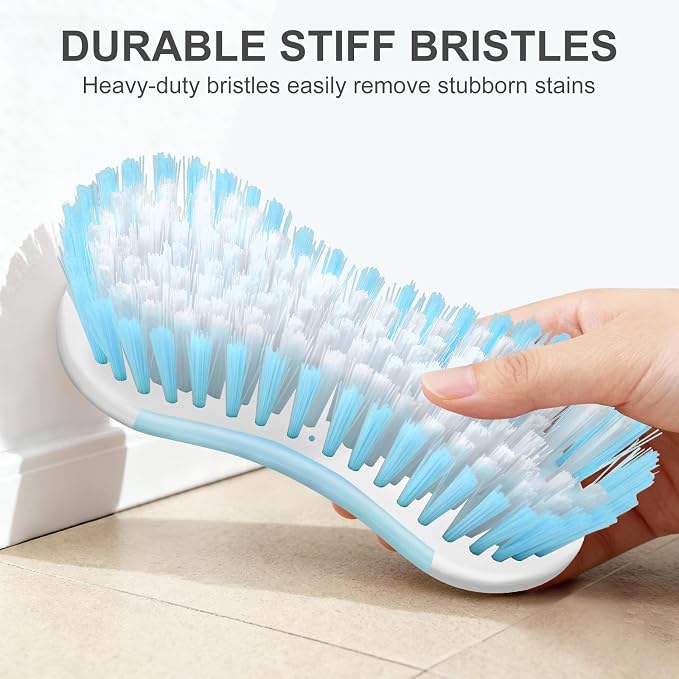 SetSail Multi-Purpose Scrub Brush of 2 Pack, Blue | Stiff Bristles Cleaning Brush with Non-Slip Grip Heavy Duty Scrub Brushes for Cleaning Bathroom Kitchen Tile Bathtub Sink