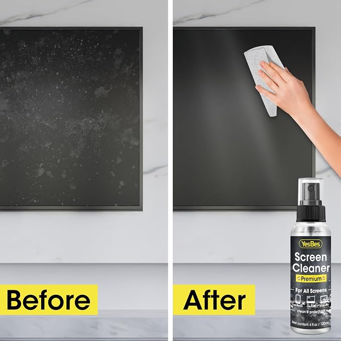 Screen Cleaner Spray 16oz (4oz x 4 Pack) - TV & Computer Screen Cleaner with 2 Microfiber Cloths for Multiple Devices