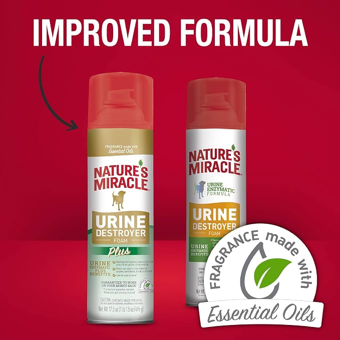 Nature's Miracle Dog Urine Destroyer Plus Foam, Enzymatic Cleaner, 17.5 oz | Destroys the Toughest Dog Urine Stains, Foam Penetrates Into the Carpet, Safe For Pets and Home*, Fresh Scent
