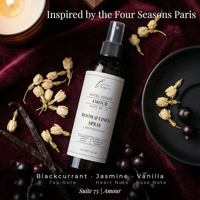 Lapew Hotel Scents Luxury Room Spray | Amour Suite 75 | Inspired by the Four Seasons | Linen Spray Air Freshener & Fabric Spray | 8 fl oz