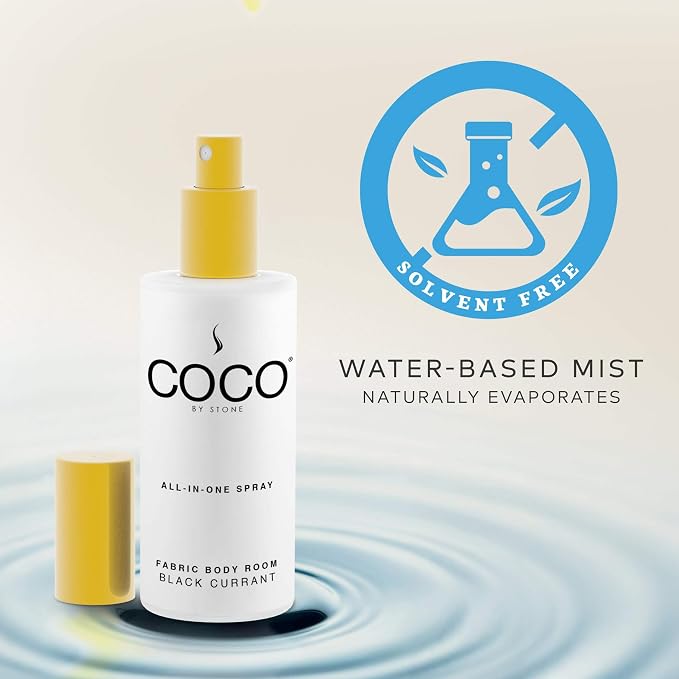 COCO by Stone 5oz All-in-One Spray (Black Currant) Shake & Spray Formula for Fabric, Pillows, Interiors, Clothing, Home Fragrance Accessories, Room Perfume, Room Deodorizer, Vegan & Cruelty-Free