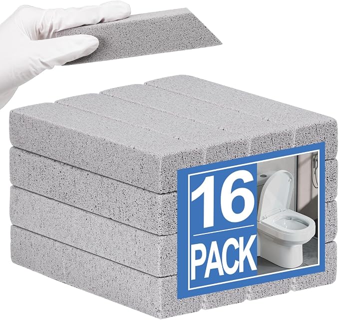 Herda 16 Pack Pumice Stone Toilet Bowl Cleaning, Powerfully Pumice Stick for Toilet Cleaning Hard Water Rings, Calcium Buildup, Rust, Pumice Stone for Cleaning Stove, Tub, Grill, Swimming Pool, Sink