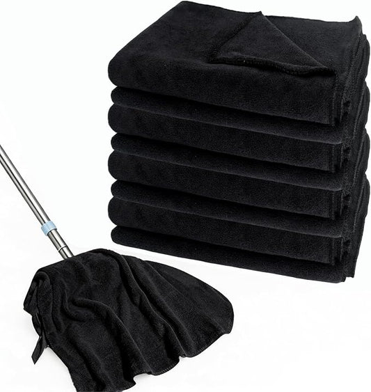 4 Pcs Extra Large Microfiber Cleaning Cloth 30 x 20 Inch Reusable Thick Cleaning Towel Washable Solid Color Microfiber Towel for Home Office Window Cars Glass (Black)