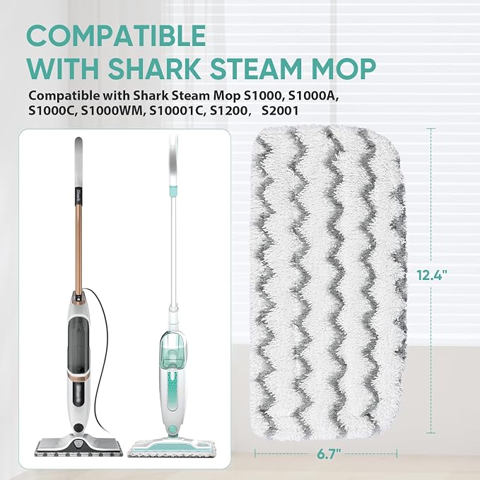 6 Pack S1000 S2001 Steam Mop Replacement Pads for Shark S1000 S1000A S1000C S1000WM S10001C S1200 & S2001 SteamSpot Steam Mop