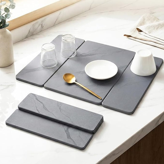 Stone Drying Mat for Kitchen Counter | 19.7"×14.7" Diatomaceous Earth Dish Drying Mat, Absorbent Drying Stone Mat for Modern Kitchen Countertop