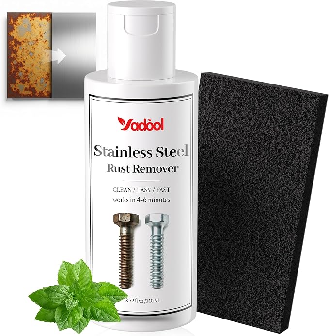 Stainless Steel Rust Stain Remover & Cleaner, Rust Spot Stain Remover for Stainless Steel Appliances and Furniture - Ideal for Grill, Fridge, Knife or Pan & more- 3.72 Fl Oz