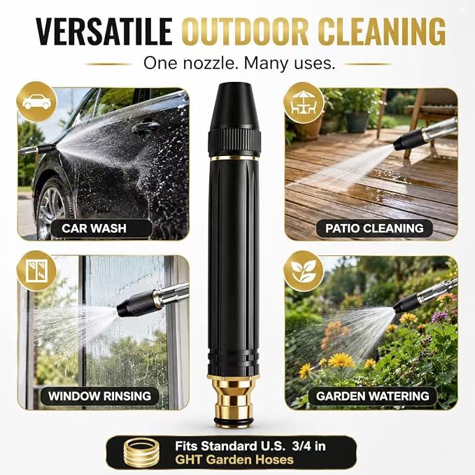 Powerful High-Pressure Water Gun for Car Cleaning, Home Portable Handheld | 2Pcs adjustable jet for . Leak-proof design with tight seal, durable for car washing, garden watering and outdoor cleaning.