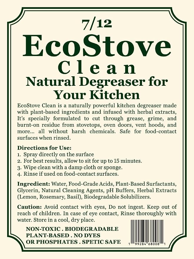 Herbal Scent Stove & Oven Cleaner – Spray, Wait & Wipe | Plant-Based Heavy-Duty Kitchen Degreaser Spray – Non-Toxic, Fume-Free Oven Cleaner | Safe for Glass Cooktops, Stainless Steel & Enamel (16 Oz)