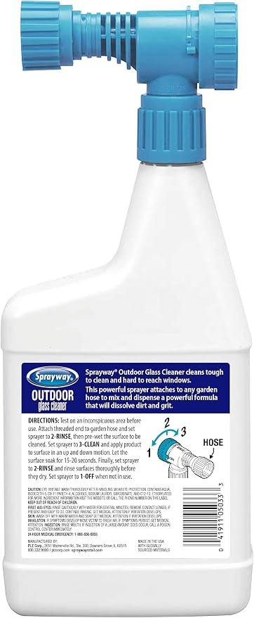Sprayway Outdoor Glass Cleaner, 32oz | Streak-Free Shine, Foaming Action | Ideal for Windows, Patio Doors, and Outdoor Glass Surfaces