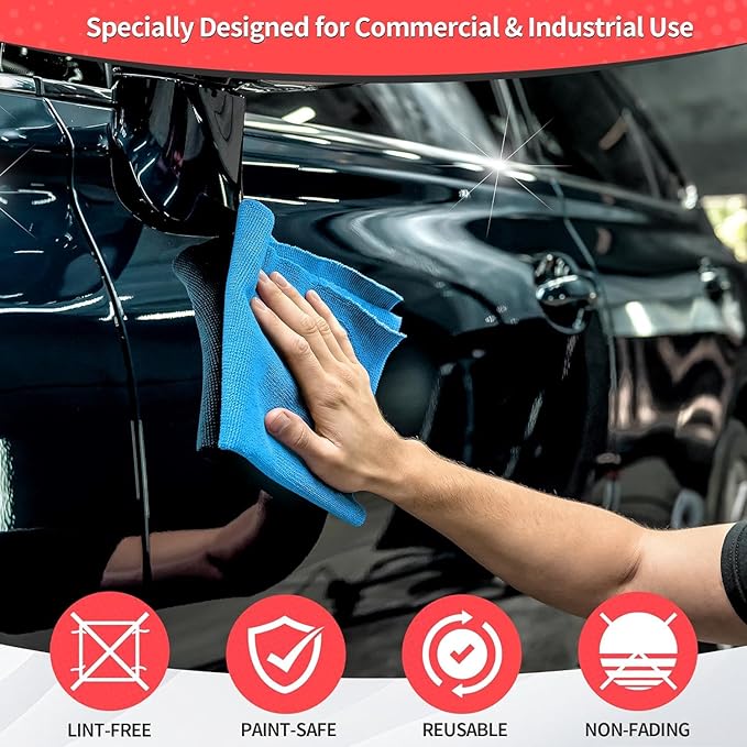 Shop Towels, 150 Pack Cleaning Rags Microfiber Towels, Bulk All-Purpose Microfiber Cleaning Cloth Lint-Free Wipe Washcloth for Commercial Garage Automotive & Housekeeping 11.5"*11.5"
