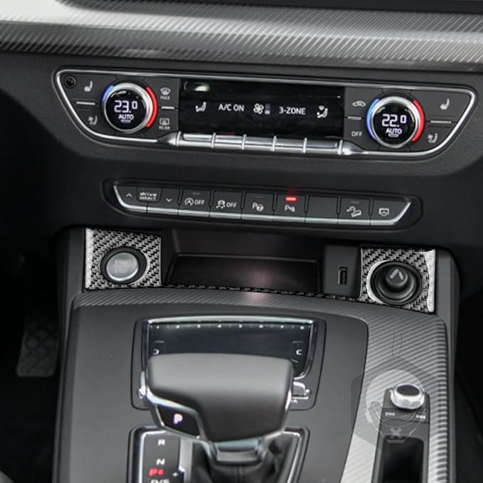 Real Carbon Fiber Trim for Audi 80A Q5 Accessories | for SQ5 2018-2025 Dash Push Engine Start Button Panel Frame Cover Sticker Interior Thick Overlay Decal