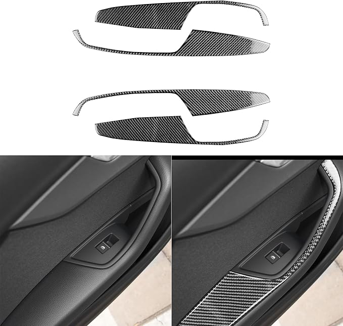 Real Carbon Fiber Trim for Audi Accessories | for B9 A4 S4 A5 S5 2020-2025 / RS5 2021-2025 IDoor Armrest Panel Interior Thick Overlay Decal