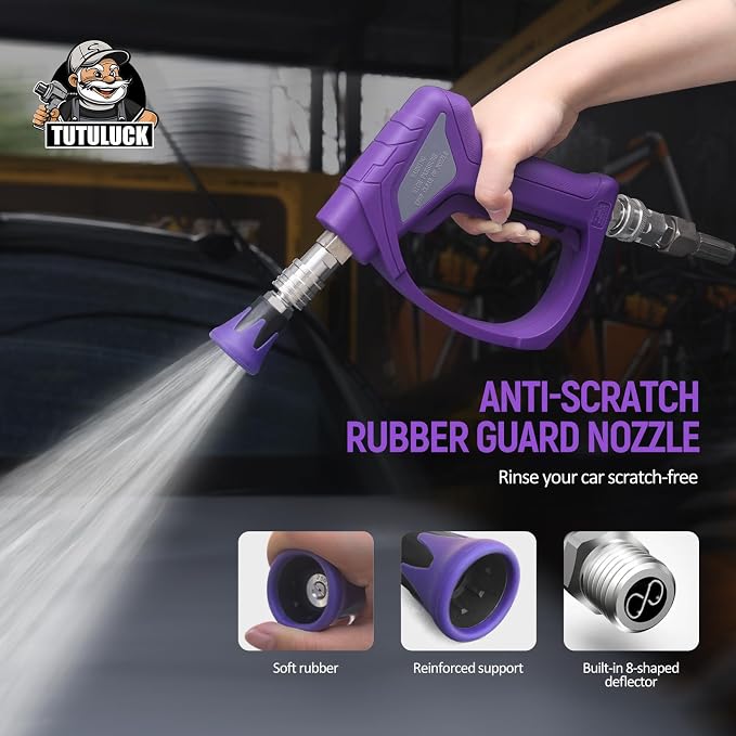 Short Pressure Washer Gun with 3/8" Swivel, 4080PSI | Short Pressure Washer Swivel Gun Pro,with 25° Soft Pressure Washer Nozzle, M22-15mm & 3/8 Adapter for Car Washing