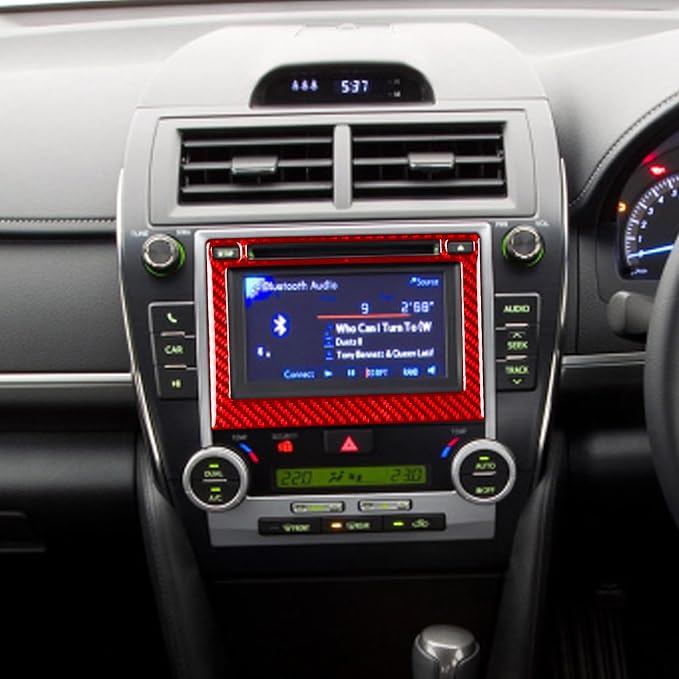 Real Carbon Fiber Trim for Toyota Camry Accessories | for 2012 2013 2014 Dashboard GPS Navigatiion Display Screen Panel Frame Interior Thick Overlay Decal