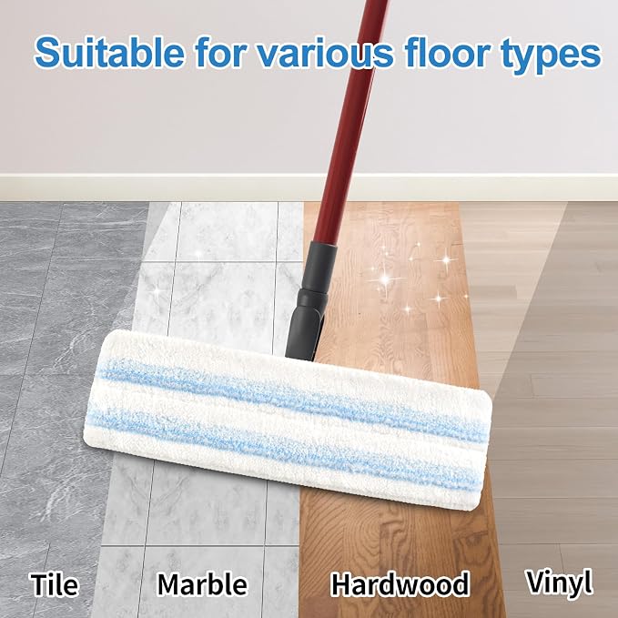 Mop Pads Replacements Compatible with O Cedar H2prO Flat Mop System Microfiber Mop Replacement Heads for O-Cedar/Vileda H2prO Flat Floor Mop, Washable & Reusable Pad Refills for Deep Cleaning, 4 Pack