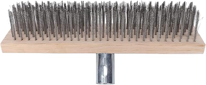 Floor Scrub Brush, Heavy Duty Stainless Steel 30CM Surfaces Scrub Brush for Driveway Patio Deck Tile, Outdoor Cleaning with Steel for Rough Surfaces