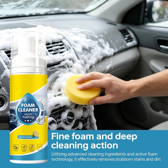DIMOT 4-in-1 Multi-Enzyme Foam Cleaner, New Foam No-Rinse Cleaner, All-Purpose Foam Cleaning Spray for Car Interior, Kitchen Grease, Bathroom Tiles, Sofa Upholstery (2PC)