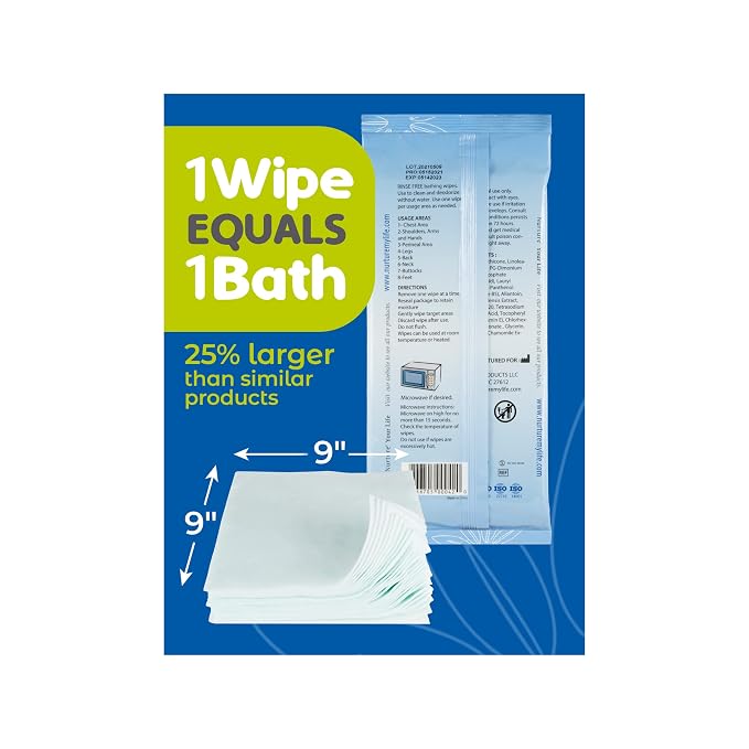 Nurture Rinse Free Bathing Disposable Adult Wipes w/Aloe - Waterless Care | 48 Wipes Waterless Cleansing Disposable Adult Body Bath Wet Wipes for Sensitive Dry Skin, Disabled & Bedridden Care Washcloth