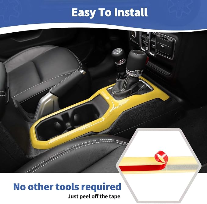 RT-TCZ for Jeep JL Yellow Dashboard Cover Gear Shift Panel Trim for Jeep Wrangler JL JLU Gladiator JT 2018-2023 Yellow Interior Accessories 3pcs