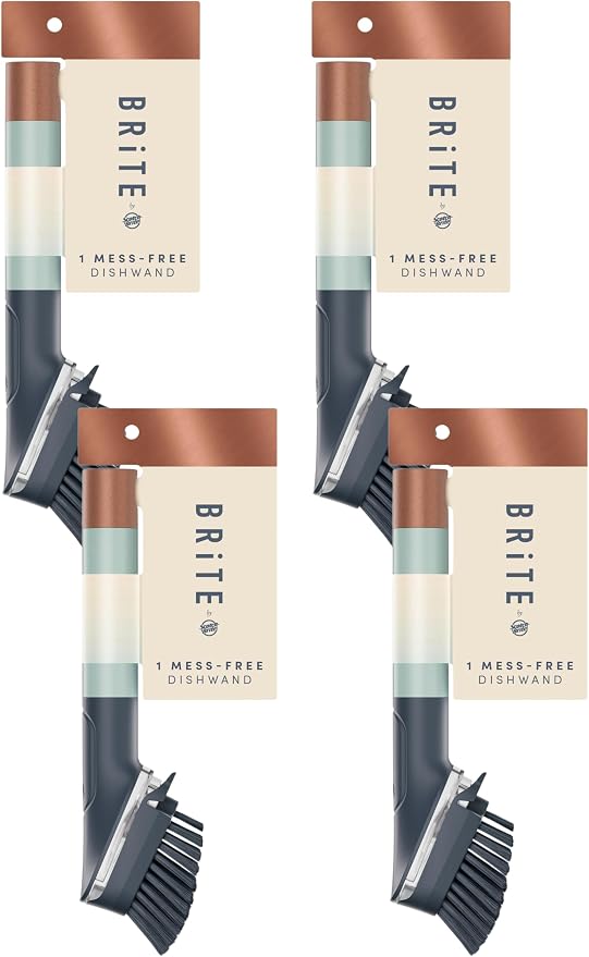 Brite by Scotch-Brite Limited Edition Mess-Free Dishwand, Sleek and Stylish Dish Brush with Soap Dispenser Handle (Pack of 4)