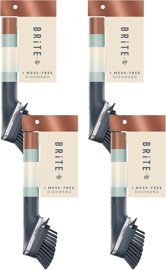 Brite by Scotch-Brite Limited Edition Mess-Free Dishwand, Sleek and Stylish Dish Brush with Soap Dispenser Handle (Pack of 4)
