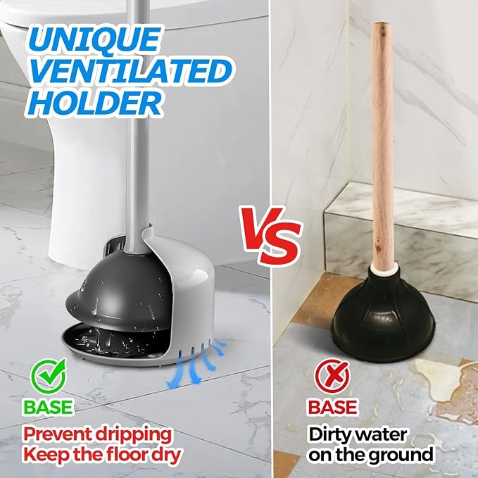 FORASTO Toilet Plunger with Holder,Plungers for Bathroom with Holder,Heavy Duty Plunger with Cover,Bathroom Decor，Bathroom Accessories，Toilet Bowl Cleaners,Charcoal Gray | Plungers for Bathroom, Toilet Bowl Cleaners, Apartment Must Haves, Bathroom Deco...