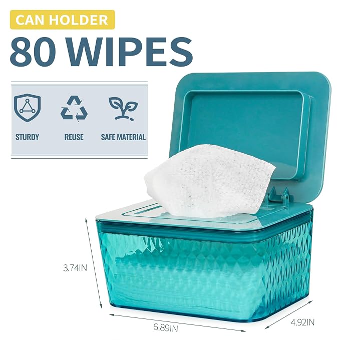 Wipes Dispenser, One-Handed Operation Wipe Holder for Baby & Adult, Seal-Designed Wipes Container for Bathroom Keep Diaper Wipes Fresh (Green)