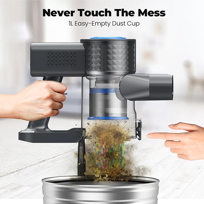 Cordless Vacuum Cleaner, Powerful Lightweight Stick Vacuum with Self-Standing, Anti-Tangle, 8-in-1 Rechargeable Vacuum Cleaners for Home, Hardwood Floors, Carpet, Pet Hair