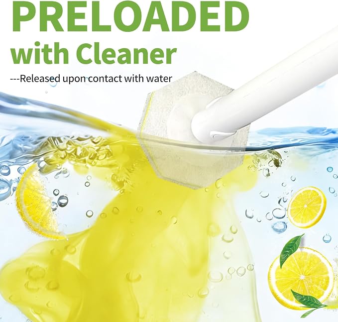 60 Count Toilet Brush Refills for Clorox and Most Named Wand, Lemon Scent | Disposable Toilet Brush Heads, Toilet Bowl Cleaner, Pre-Loaded Cleaning Formula, Lemon Scent, Bathroom Cleaning Supplies