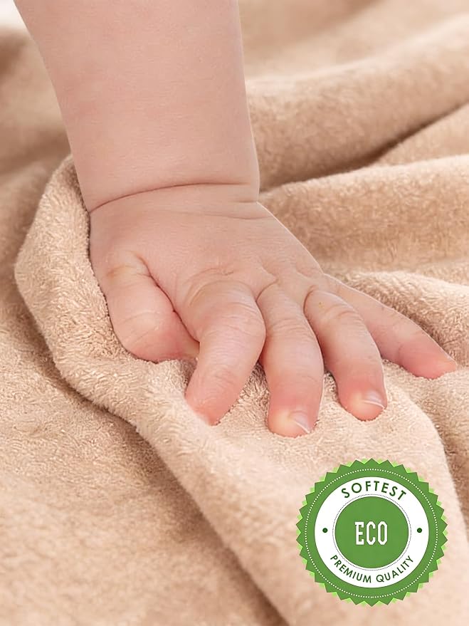HIPHOP PANDA Baby Washcloths, Rayon Made from Bamboo - 2 Layer Ultra Soft Absorbent Newborn Bath Face Towel - Reusable Baby Wipes for Delicate Skin - Brown, 6 Pack