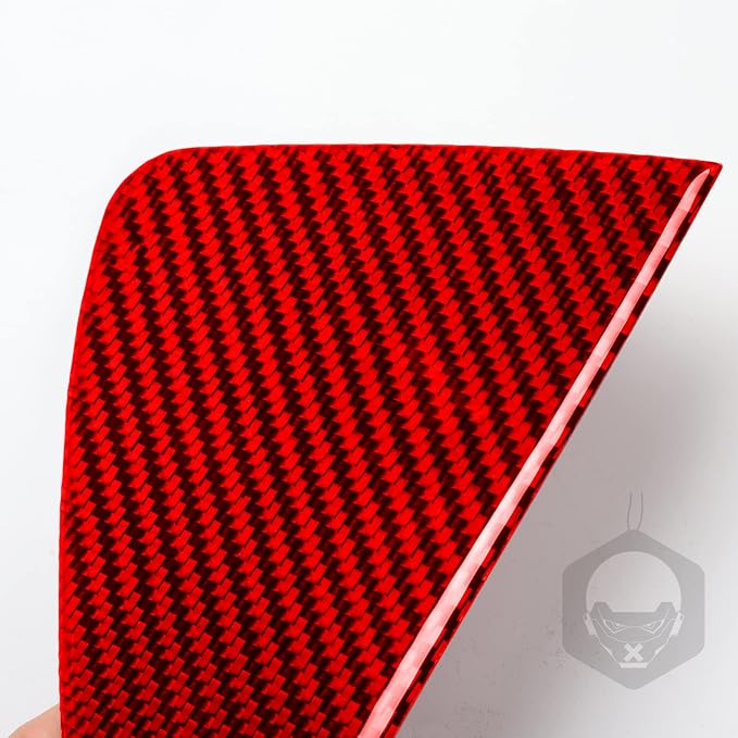 Red Real Carbon Fiber Trim for Tesla Accessories | for Model 3 2017-2022 / Model Y 2020-2024 Door Sides Front Slot Sticker Interior Thick Overlay Decal