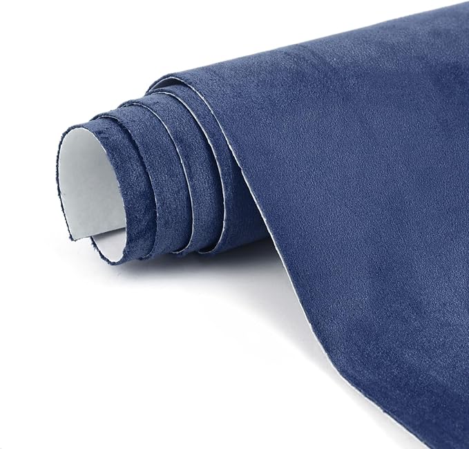 Premium Blue Suede Fabric Wrap - 12x60 inch Suede Wrap for Car Interior - Self-Adhesive Microfiber and Synthetic Leather, Stretchable Interior Film for Car and Home Decor