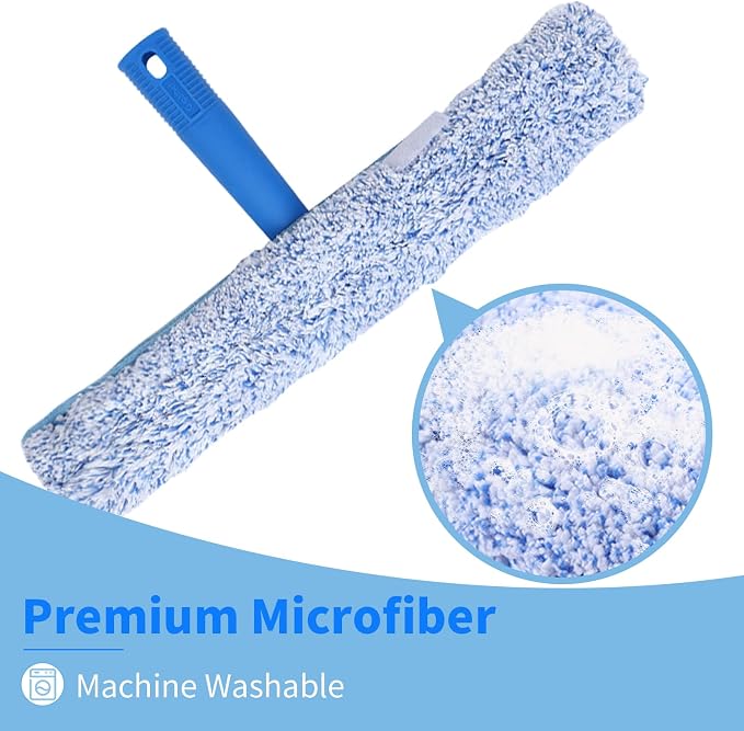 10Ft Window Squeegee with Long Handle, Window Washer for High Windows Glass | 14" Squeegee for Window Cleaning, 15" Microfiber Scrubber, 120" Window Cleaning Kit, Window Washing kit for Home, Outdoor