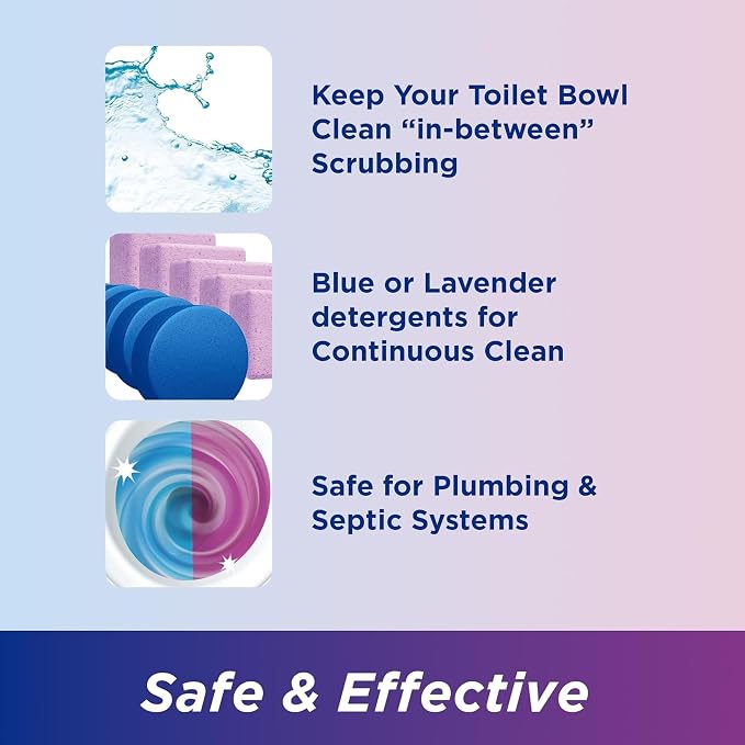 Ty-D-Bol Bleach-Free Toilet Bowl Cleaner Tablets, Lavender & Blue, 10 Pack | 1.4 oz, Fights Hard Water Stains, Fights Mineral Buildup, Fights Limescale, Variety Pack of 10 tablets