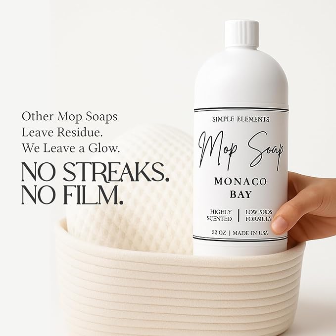 Mop Soap Highly Scented Fragrance, Long Lasting Luxury Floor Cleaner for Hardwood, Tile, Laminate & Stone, Low Suds No Residue Formula, All Mop Types, Made in USA, 32oz Monaco Bay Fragrance