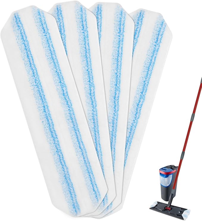 Mop Replacement Pads for Ocedar H2prO Flat Mop, 4 Pack Mop Refills for O-Cedar H2pro Flat Mop, Machine Washable Reusable Microfiber Mop Heads Replacements for Ocedar H2 Pro Mop