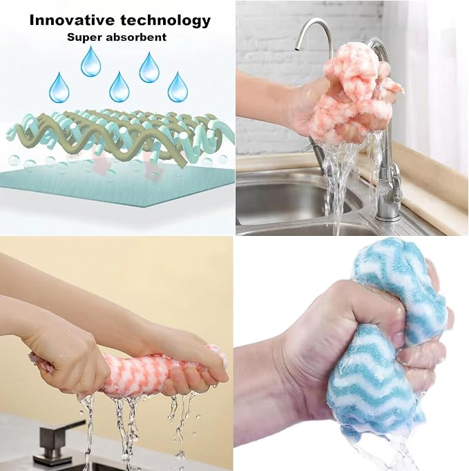 21 Pack Kitchen Towels Dish Towels Microfiber Cleaning Cloths – Ultra-Soft, Absorbent & Reusable 10" x 10" Lint Free Cloths Microfiber Cleaning Rags Reusable Washcloths for Furniture, Car, Tea, Bowl.