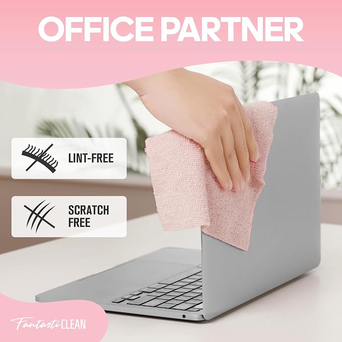 Fantasticlean Microfiber Cleaning Cloth Roll 4 Rolls 240 Pack, Tear Away Paperless Towels, 8" x 8", Reusable Washable Rags, House Kitchen, Pet, Office, Indoor Outdoor, Portable (2Pink 2Light-Purple)