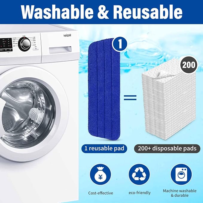 16.5" Microfiber Mop Pads Refills, 4 Pack Reusable Replacement Heads | reusable wet mop refills, machine washable for 14-16 inch spray mops, hardwood floors, dust cleaning & scrubbing