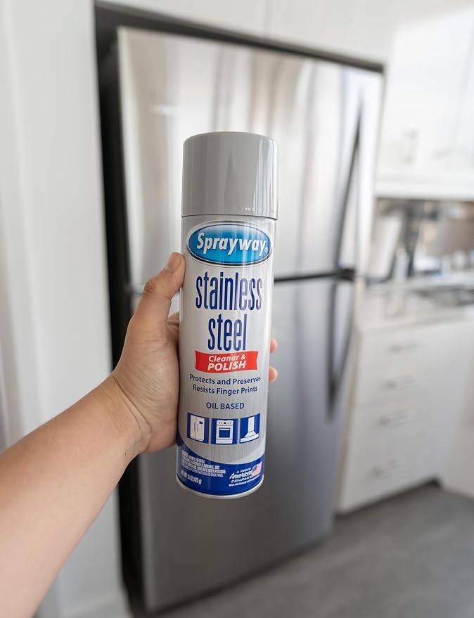Sprayway Stainless Steel Cleaner Aerosol Spray (Oil-Based), 15oz, Pack of 6 | Cleans, Polishes, Protects | Resists Fingerprints, Foaming Action | Ideal for Stainless Steel Appliances & Surfaces