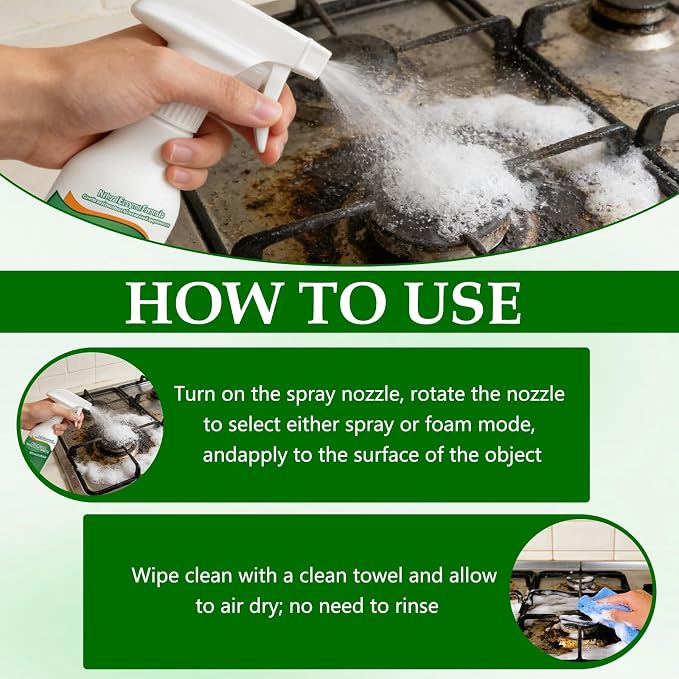 2Pcs Kitchen Cleaner Spray, Multi-Purpose Kitchen Cleaner, Heavy Duty Kitchen Oil Stains Spray for Kitchen, Household, Oven, Stove, Range Hood - 318ml